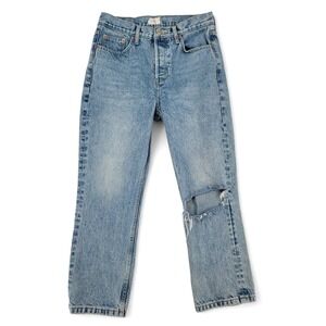 Topshop Editor Jeans 28x30 High Rise Straight Leg Button Fly Distressed Y2K‎